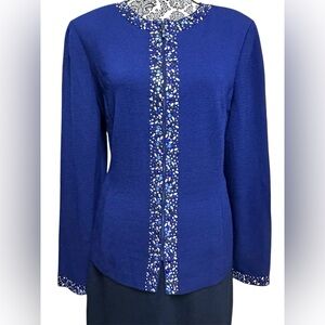 ❌SOLD❌ St. John Embellished Blue Jacket Sz 12